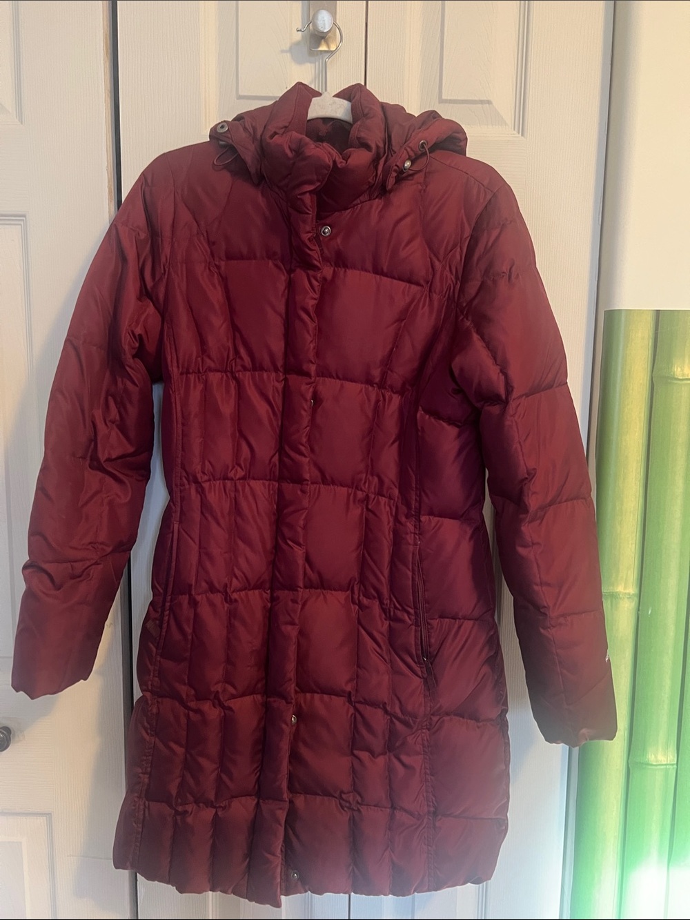 Eddie Bauer Burgundy Quilted Long Puffer Coat